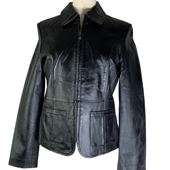 Austin Women’s Black Genuine Leather Modern Style Jacket w/ Pockets Sz. Medium - Picture 2 of 8